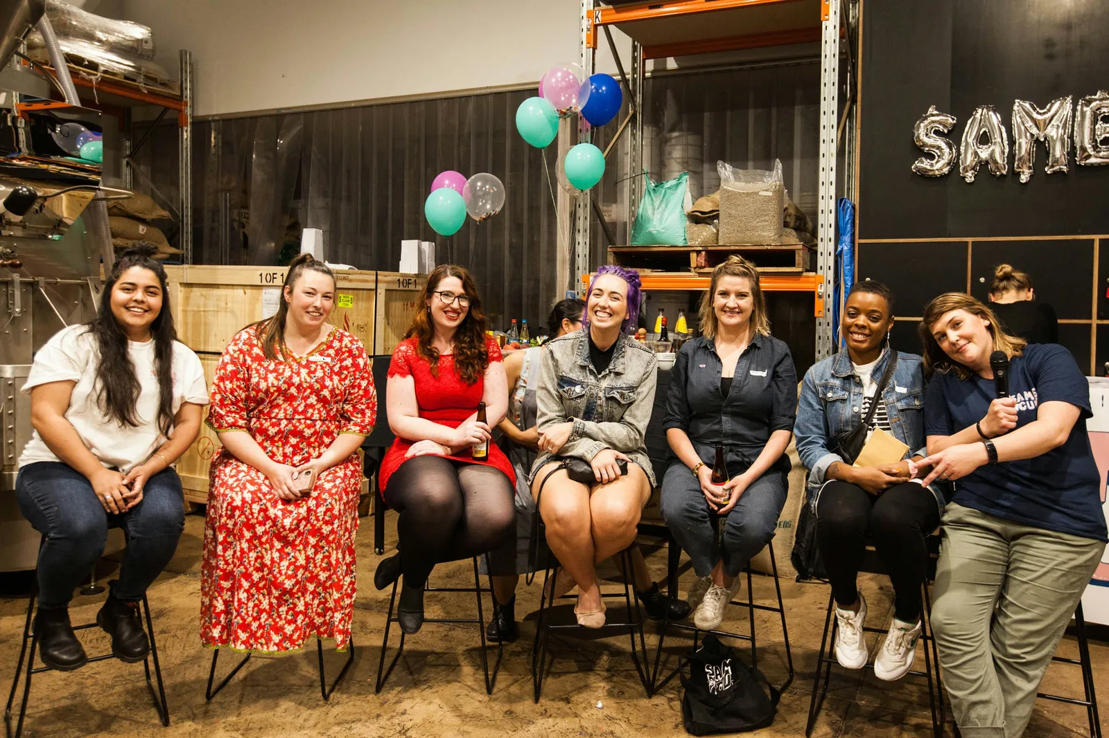 SAME CUP launch party: (from left) Shirin Demirdag, Jessica Gough, Georgina Lumb, Priscilla Fischer, Aislinn Cullen, Michelle Johnson, and Demelza Jones.