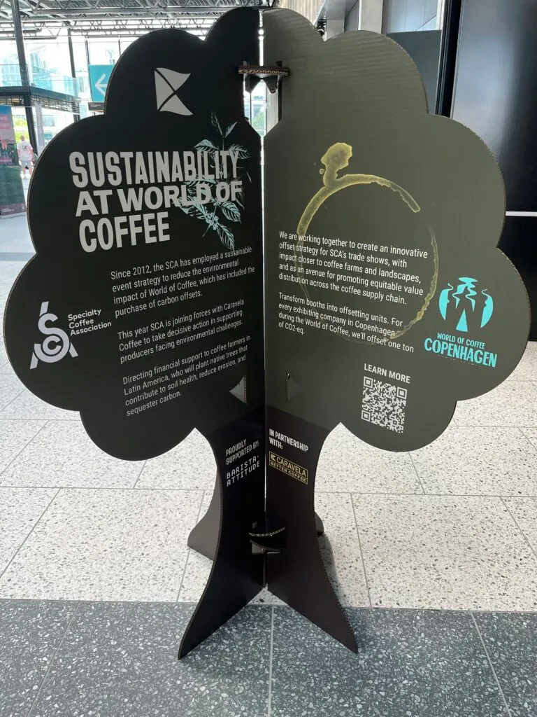 Cardboard tree describing the SCA’s sustainability initiatives.