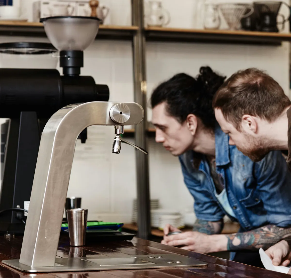Jeremy Challender, on right, co-owns Prufrock Coffee . He says, "London is now in its Golden Age. Cafés and roasteries are only getting better."