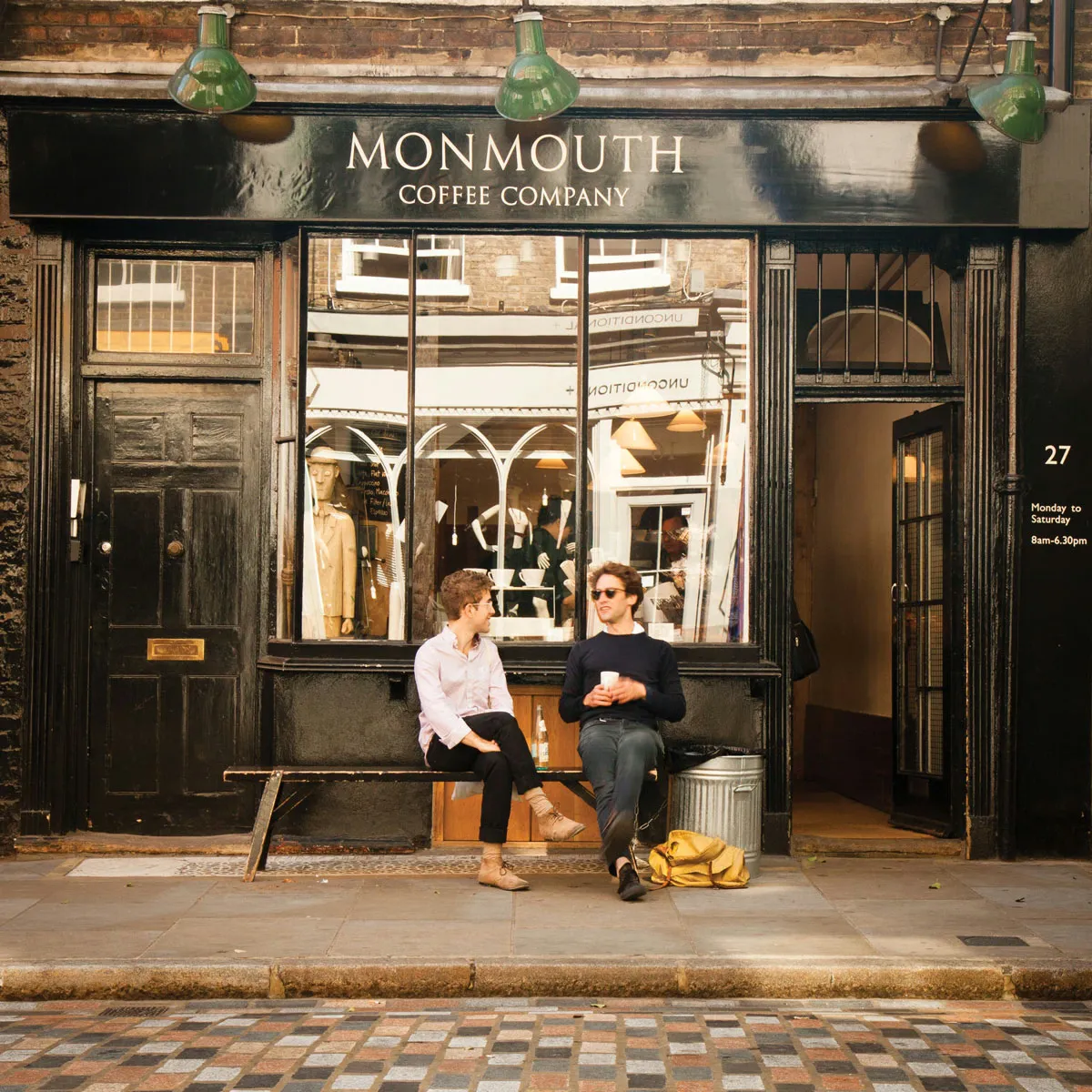 Monmouth’s Café in Covent Garden. While the café serves excellent espresso drinks, the main business is selling bags of whole beans.