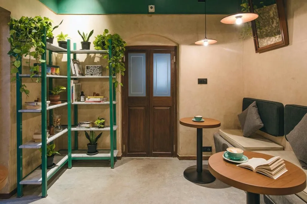 A reading room inside a Subko cafe.