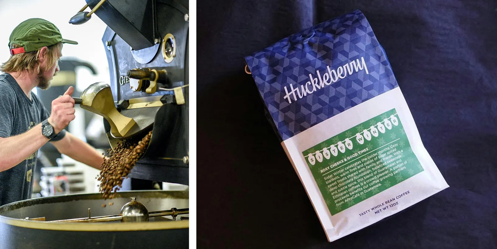 Roasting for a Cause: Shepherd Wadley roasts Huckleberry Roasters’ Sister Winter Blend.