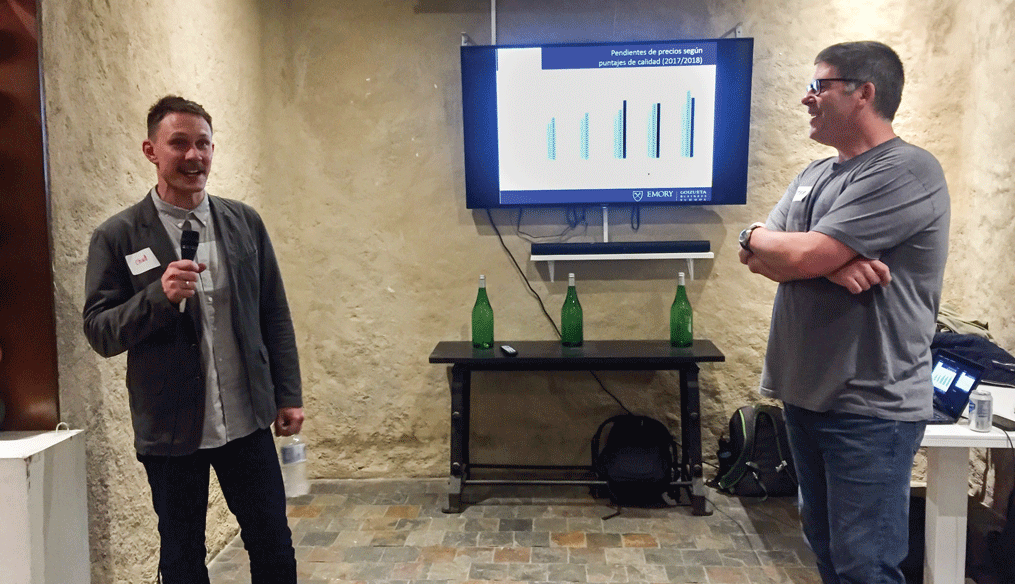 Chad Trewick (left) and Peter Roberts in Guatemala for a workshop with stakeholders.